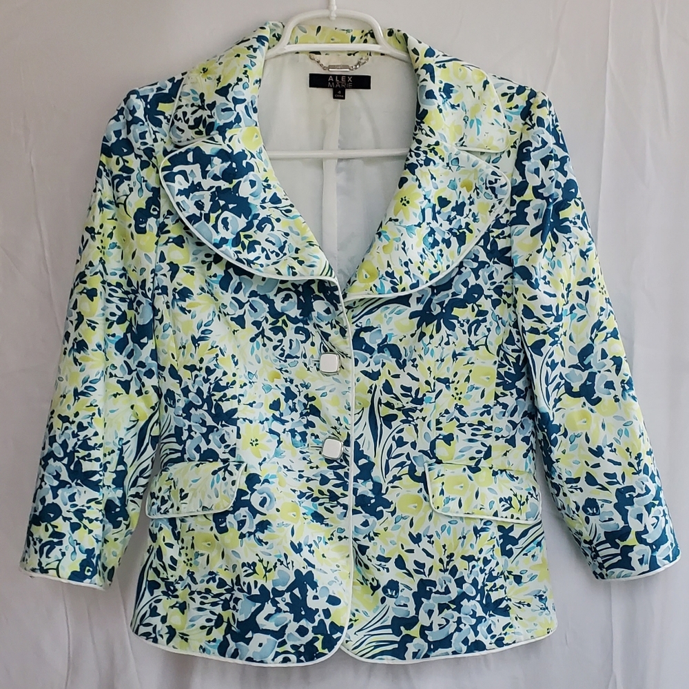 Floral Print Blazer, Sz. 4 by Alex Marie